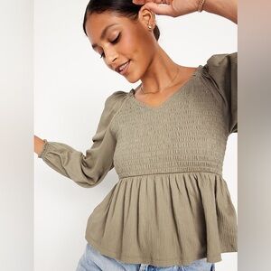 Old Navy Long-Sleeve Smocked Peplum Top